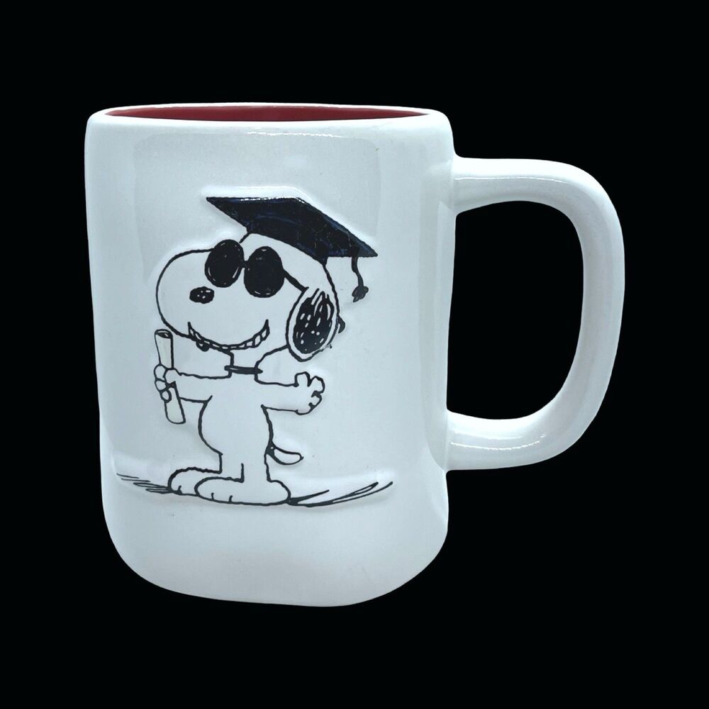 Rae Dunn Peanuts Snoopy Graduation Mug "YOU DID IT!" Double Sided Ceramic Mug